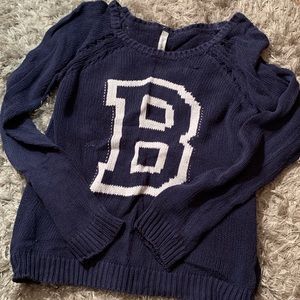 Navy Blue “B” Crew Neck Sweater
